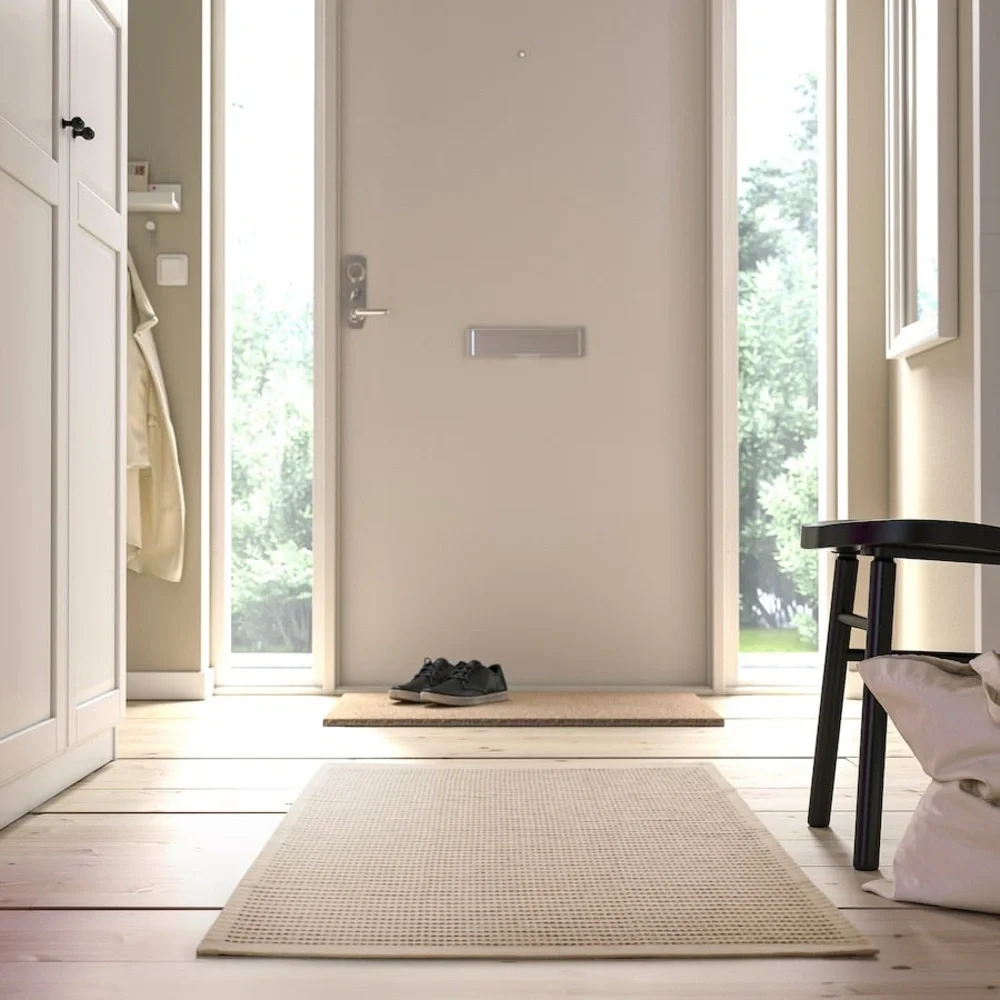 IKEA | Rug - flatwoven, natural/black